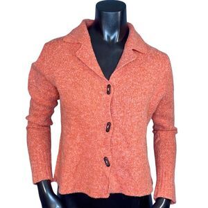 Columbia Wool Blend Peach Cardigan Sweater Womens Size Large Button Down